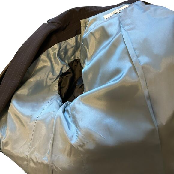 Tahari Arthur S. Levine Blazer Pin Black Striped SZ 14 Lined Contrasting Trim - Picture 10 of 10